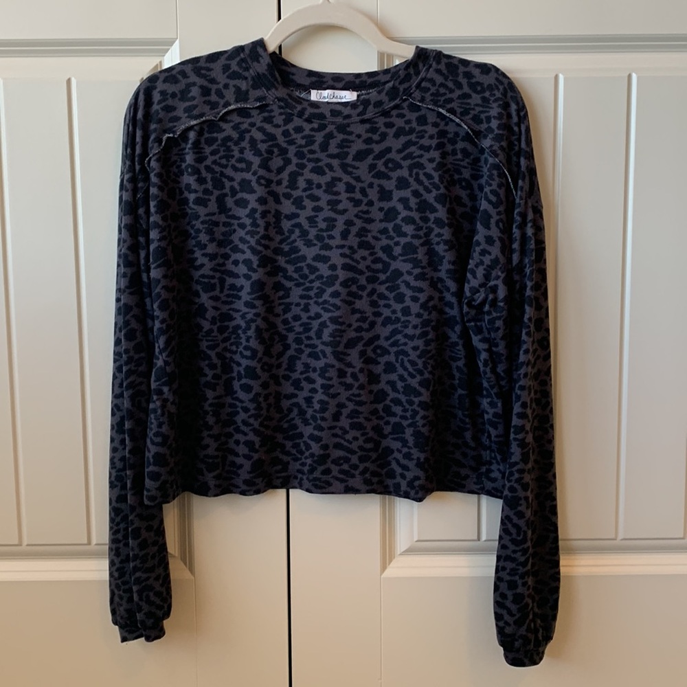 Cheeta Print Black Sweater Boutique Top